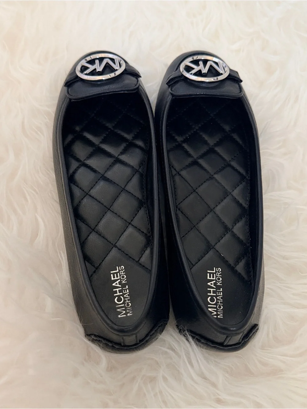 Michael Kors Lillie Moccasin Silver Logo Flats